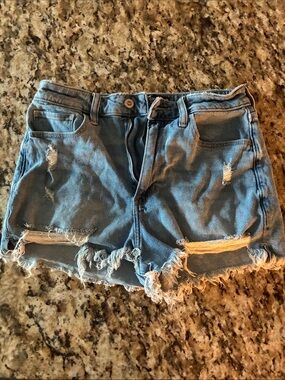 Hollister Light Blue Distressed Denim Shorts